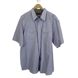 Pd&c Chambray Camp Shirt Men’s 4X Blue Short Sleeve Button Down Casual Work